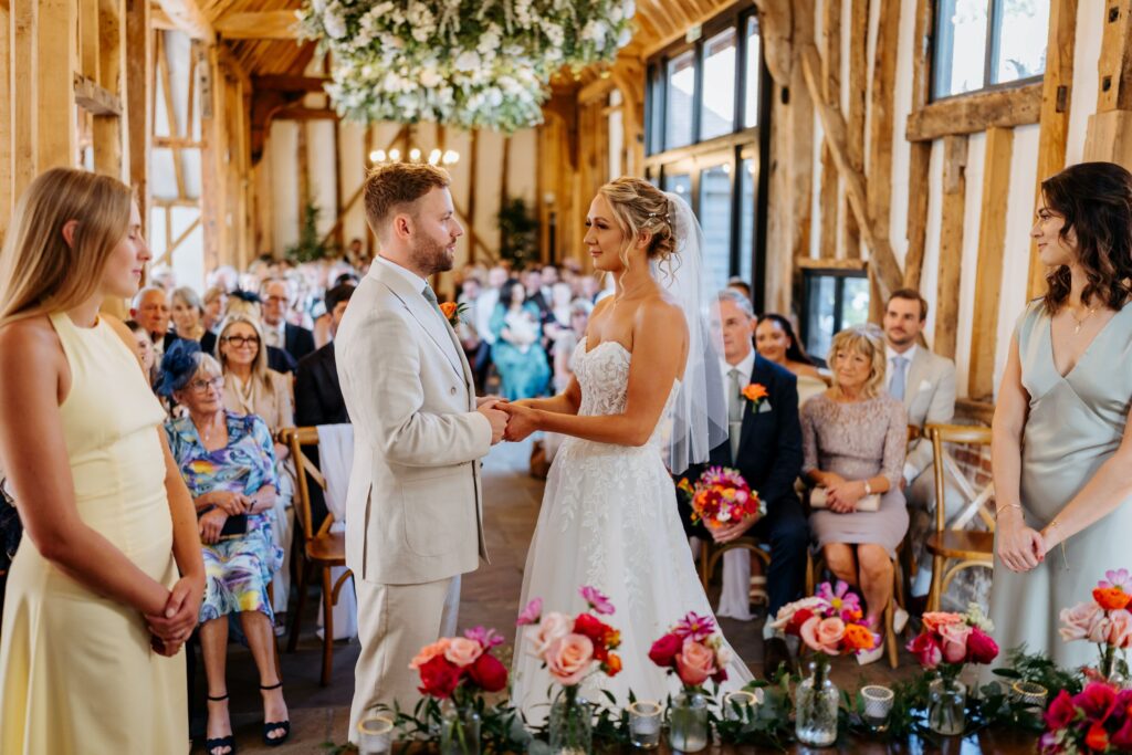Couple exchanging vows during a personalised civil ceremony in Essex
